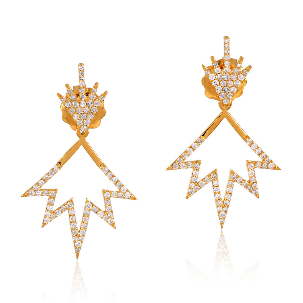 Lightning Starburst Diamond Ear Jacket Earrings in 18K Yellow Gold