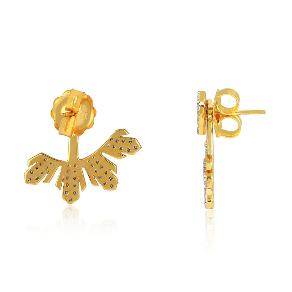 Geometric Ear Jacket Earrings In 18K Gold Sparkling Pave Design
