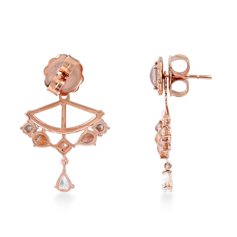 Ice Diamond Ear Jacket Earrings in 18K Rose Gold Chandelier Drop Design