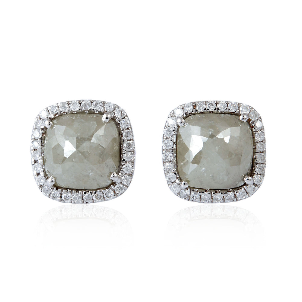Cushion Ice -Cut Diamond Halo Stud Earrings in 18K White Gold