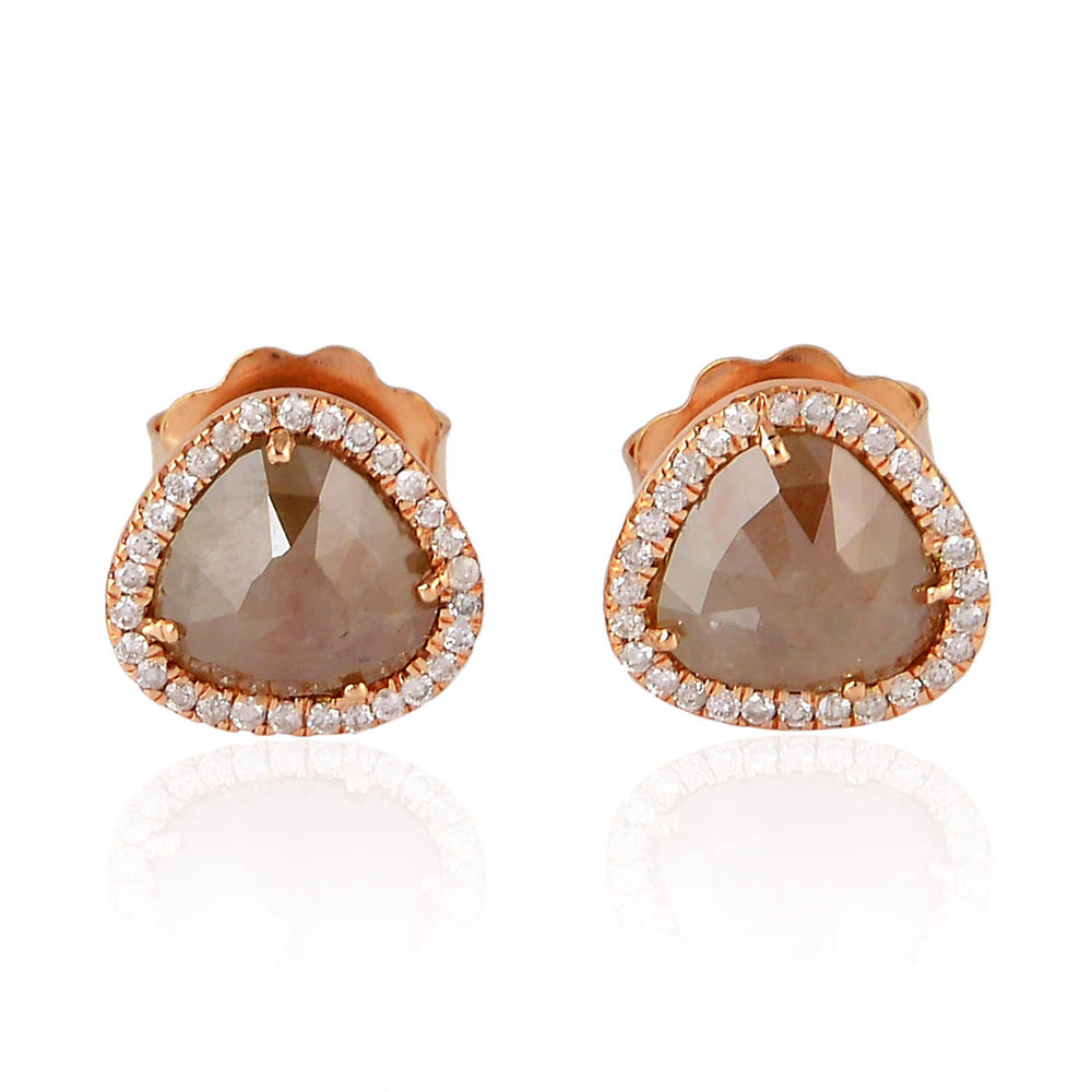 18K Rose Gold Triangle Ice Diamond Studs – Modern Everyday Earrings for Her