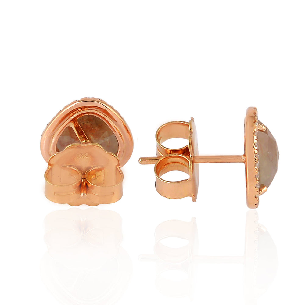18K Rose Gold Triangle Ice Diamond Studs – Modern Everyday Earrings for Her