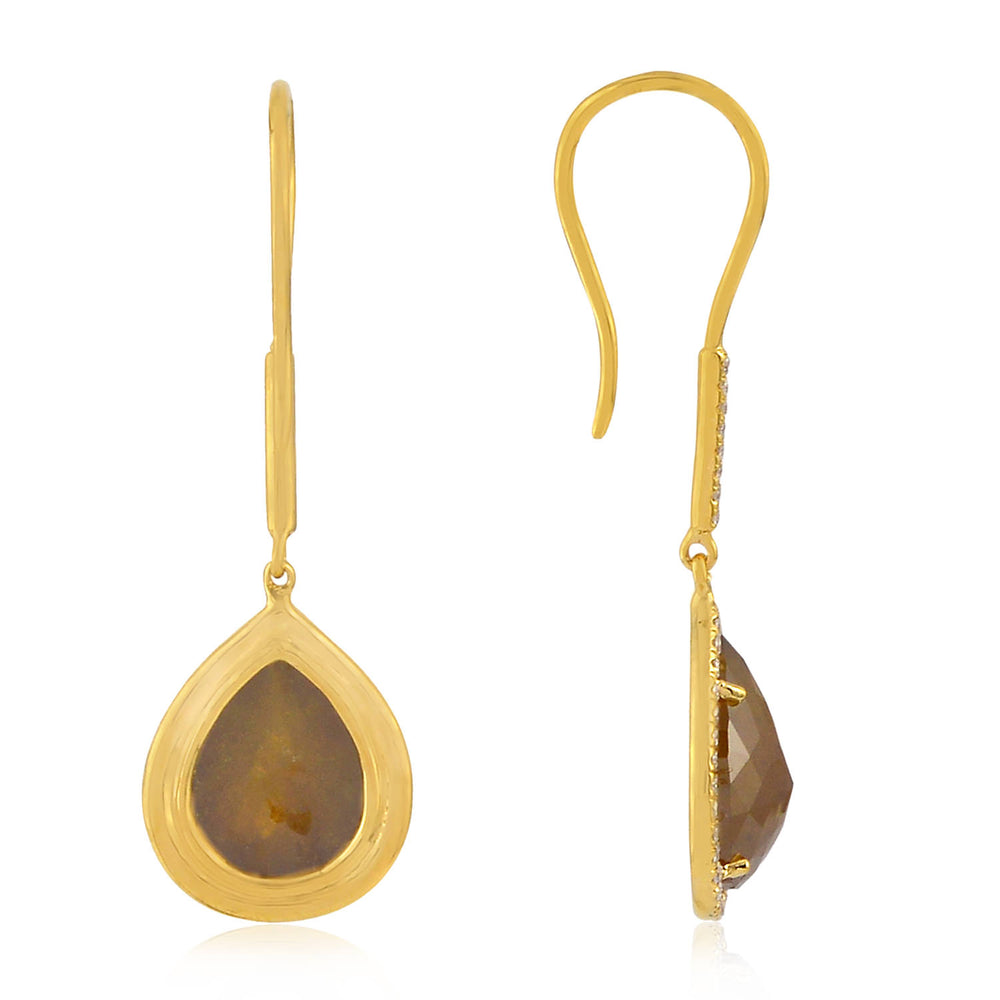 18K Yellow Gold Pear Cut Ice Diamond Ear Hook Earrings – Elegant Modern Drop Jewelry