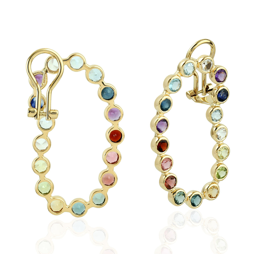 Blue Topaz Amethyst Sapphire Multi Tourmaline Gemstone Dangler In Gold