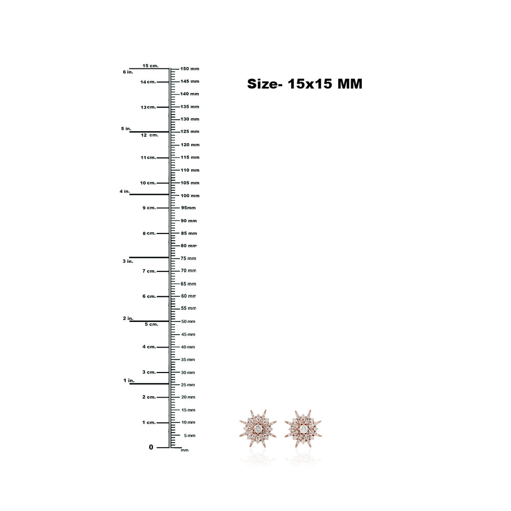 18K Rose Gold Pave Diamond Starburst Stud Earrings For Women's