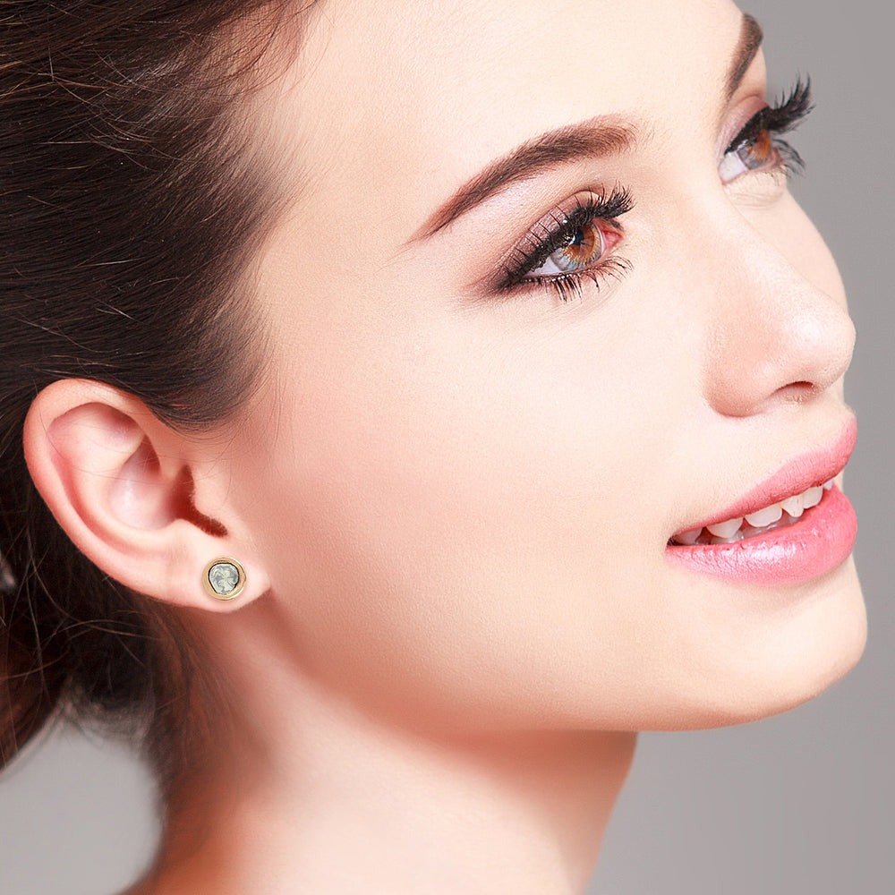 Natural Uncut Diamond In 14K Rose Gold Stud For Her