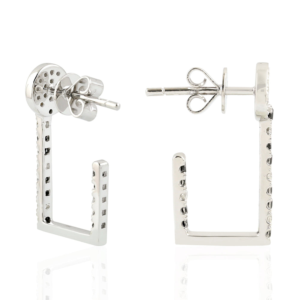 Black And White Diamond In 18k White Gold Hoop Ear Jewelry
