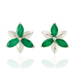 Marquise Emerald 14k White Gold Daisy Earrings For Women