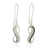 Natural Pave Spinel Topaz Infinity Design Hook Danglers in Silver