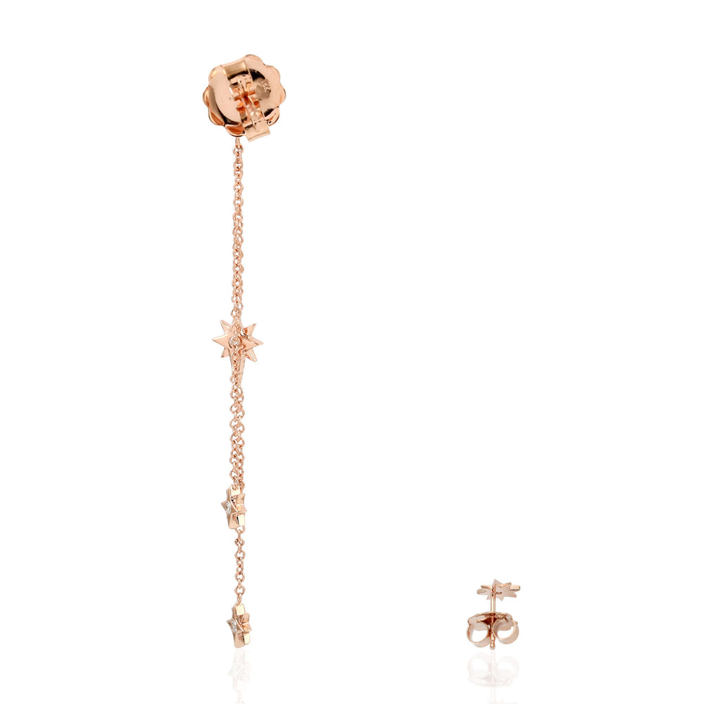 18K Rose Gold Bezel Diamond Star Design Designer Dangler For Women's