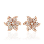 Pave Diamond 18k Rose Gold Daisy Stud Earrings For Gift