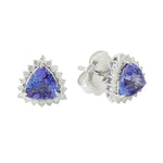 Trillion Tanzanite Pave Diamond Earrings In 18k White Gold For Her