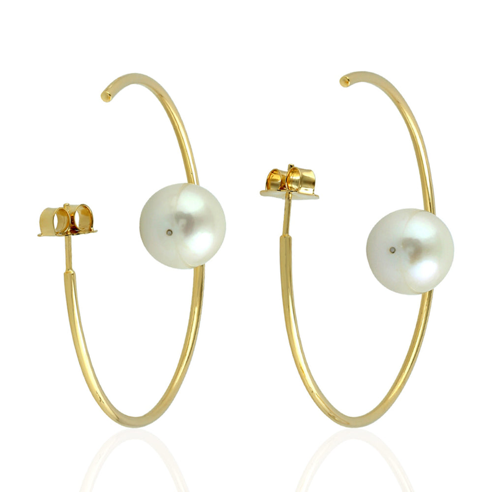 Pearl South Sea 14k Yellow Half Hoop Designer Earrings