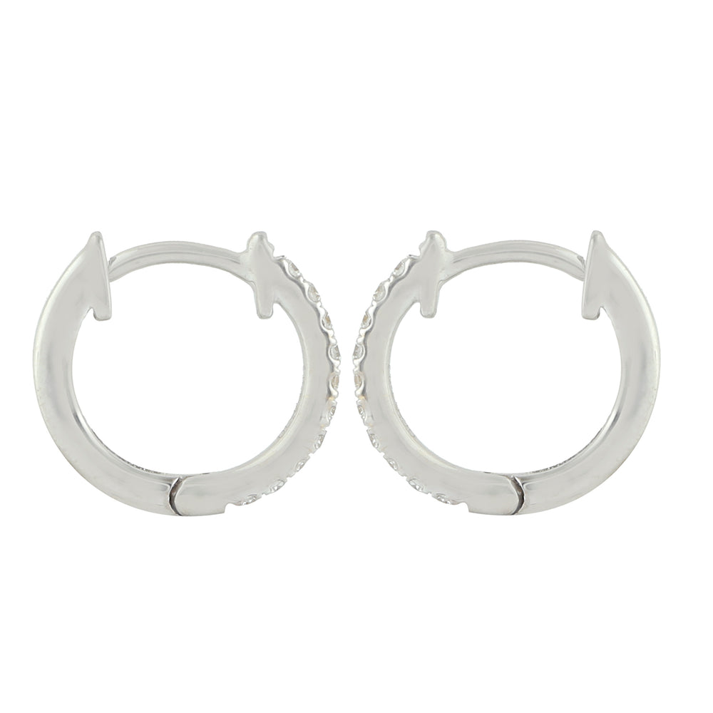 Classic Diamond Huggie Hoop Earrings in 18K White Gold