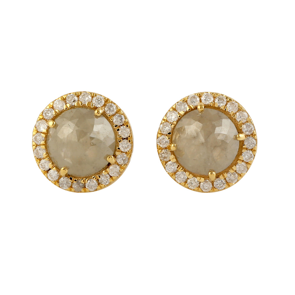 Ice Diamond Halo Stud Earrings in 18K Yellow Gold