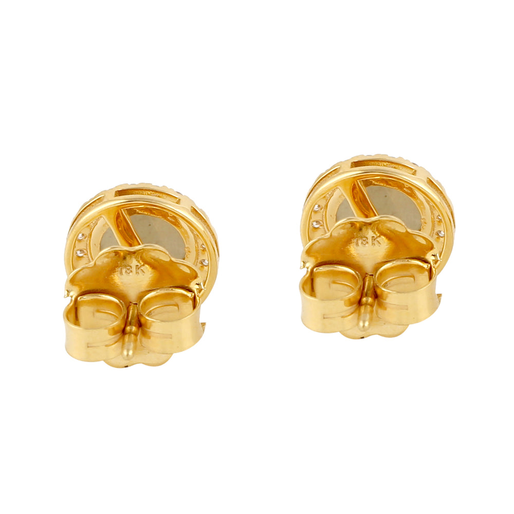 Ice Diamond Halo Stud Earrings in 18K Yellow Gold