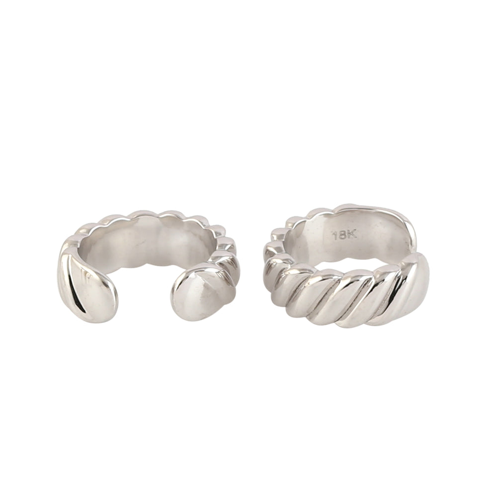 18K White Gold Designer Ear Cuff Earrings Jewelry For Her