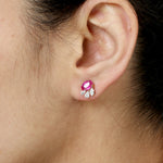 Pear Cut Diamond Oval Ruby Designer Beautiful Stud Earrings 18k Rose Gold