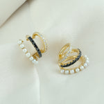 Natural Pearl Diamond Ear Cuff Jewelry In 14k Yellow Gold