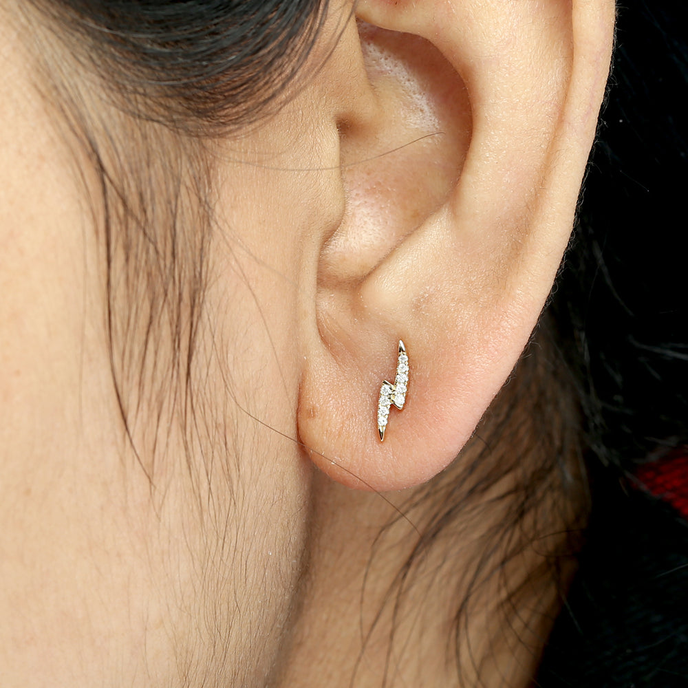 Diamond Bar Stud Earrings in 18K Yellow Gold