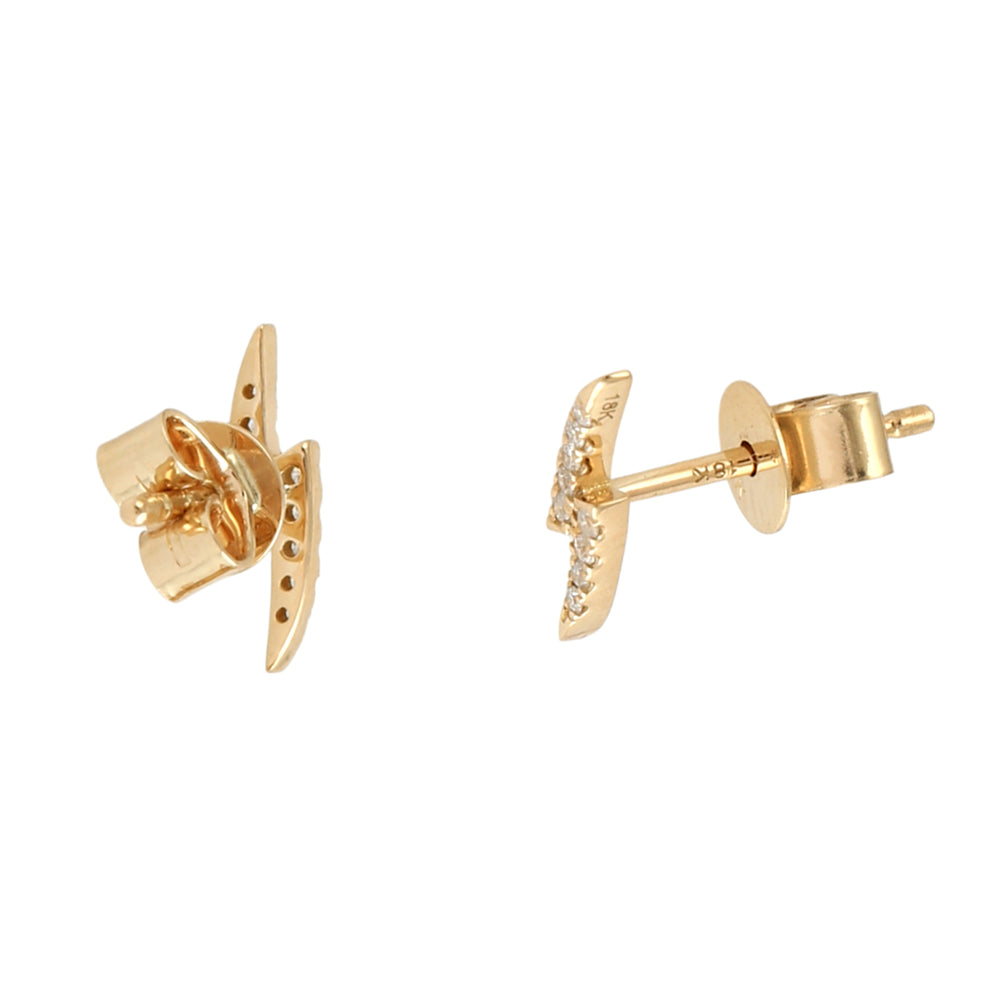 Diamond Bar Stud Earrings in 18K Yellow Gold