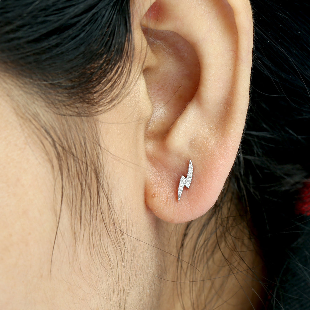 Diamond Bar Stud Earrings in 18K White Gold