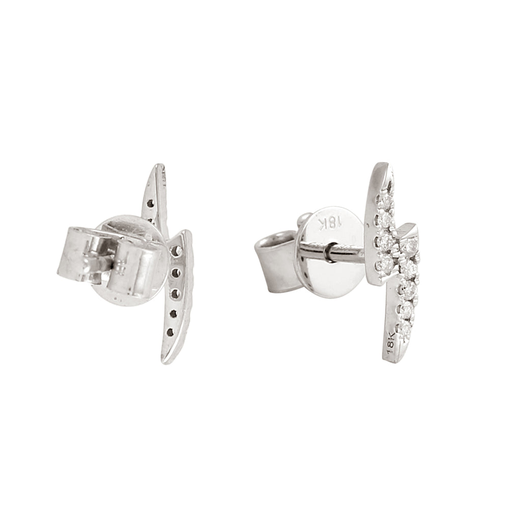 Diamond Bar Stud Earrings in 18K White Gold