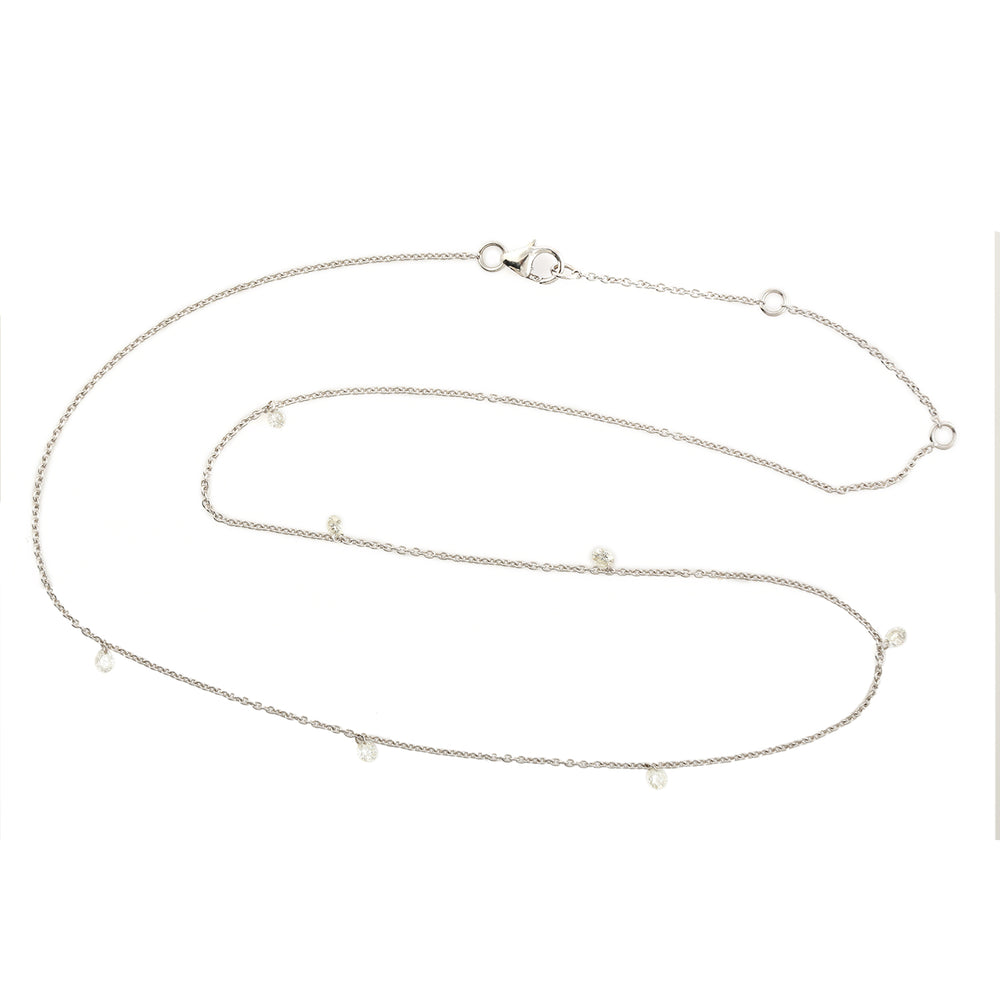 Diamond Station Chain Necklace in 18K White Gold