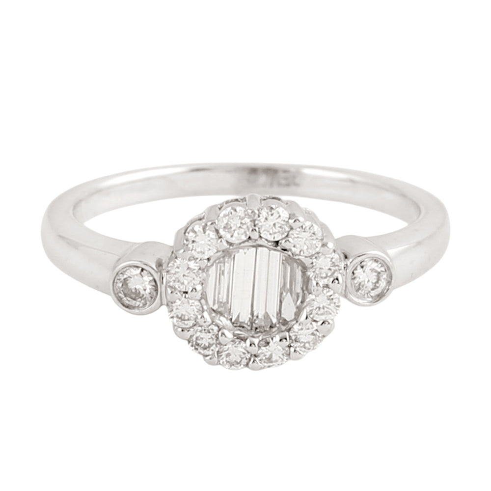 Baguette Cut Diamond Designer Band Ring In 18K White Gold