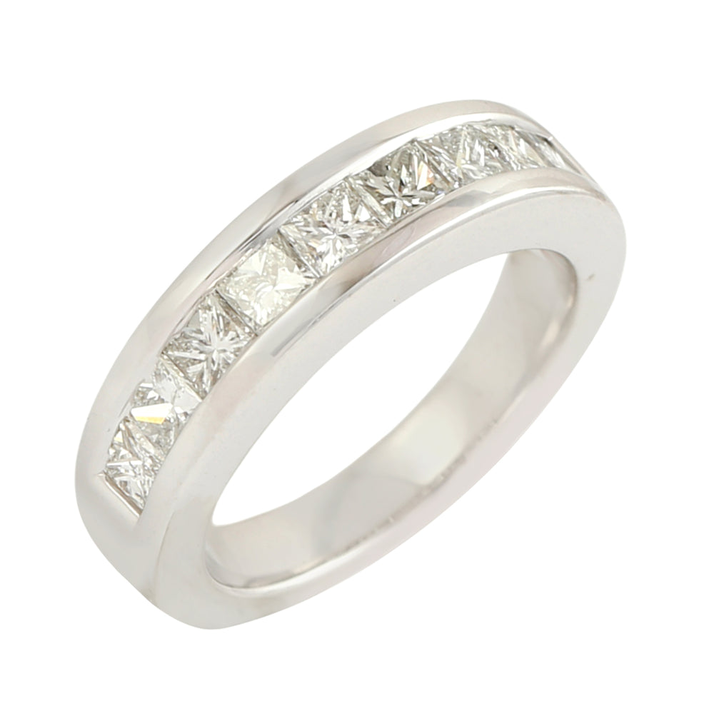 18K White Gold Princess Cut Channel Set Diamond Band Ring