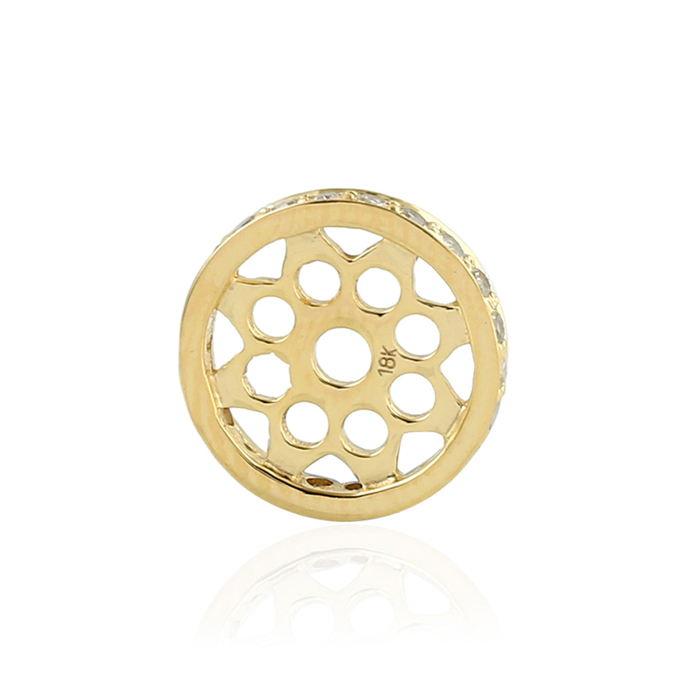 18K Yellow Gold Diamond Spacer Bead Round Pavé Connector