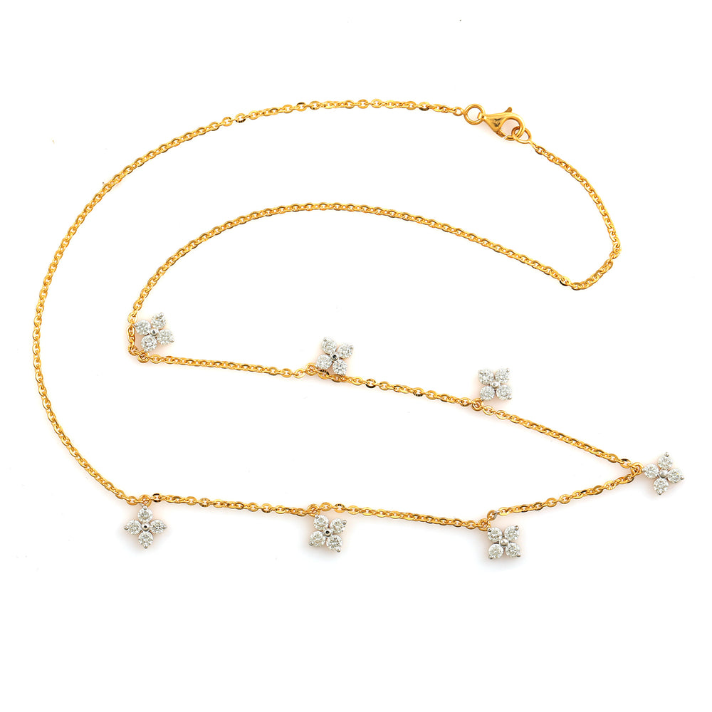 18K Yellow Gold Prong Diamond Designer Choker Necklace For Her