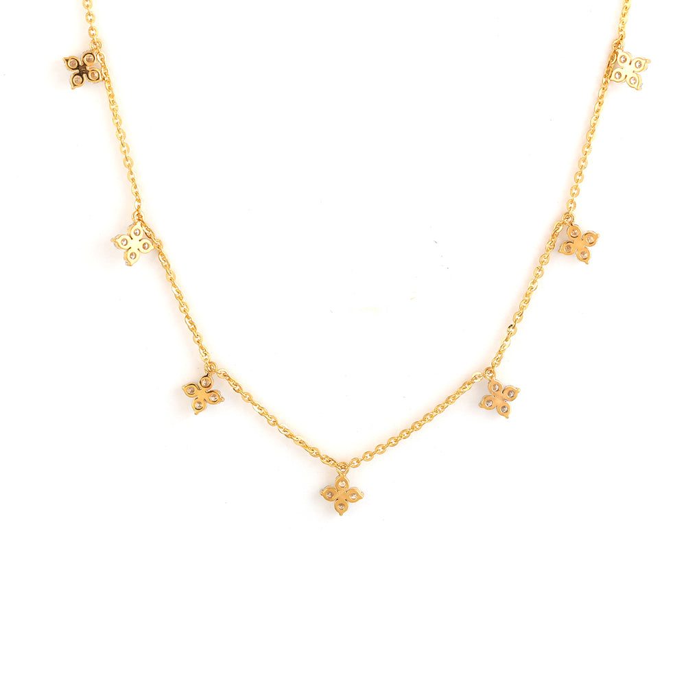 18K Yellow Gold Prong Diamond Designer Choker Necklace For Her