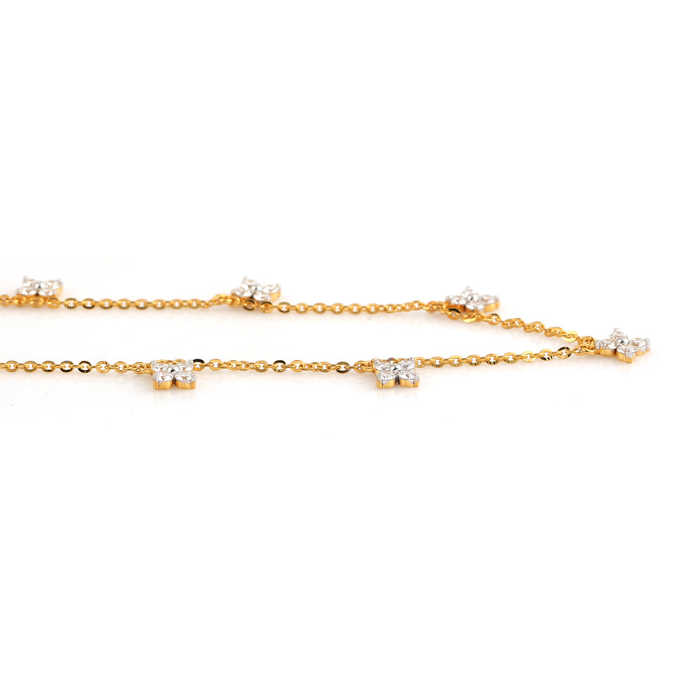 18K Yellow Gold Prong Diamond Designer Choker Necklace For Her