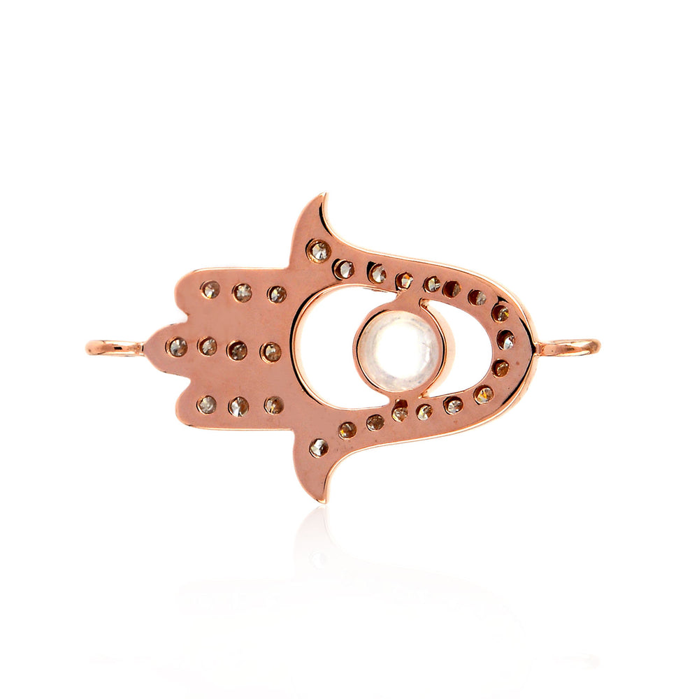Moonstone Pave Diamond Hamsa Hand Connector in 18K Rose Gold – Spiritual Finding