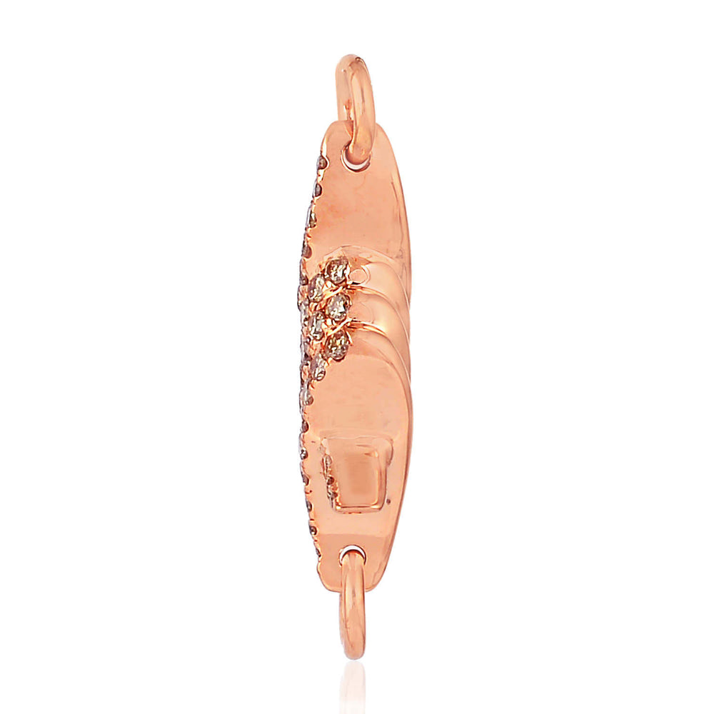 14K Rose Gold Diamond Pave Abstract Connector Finding