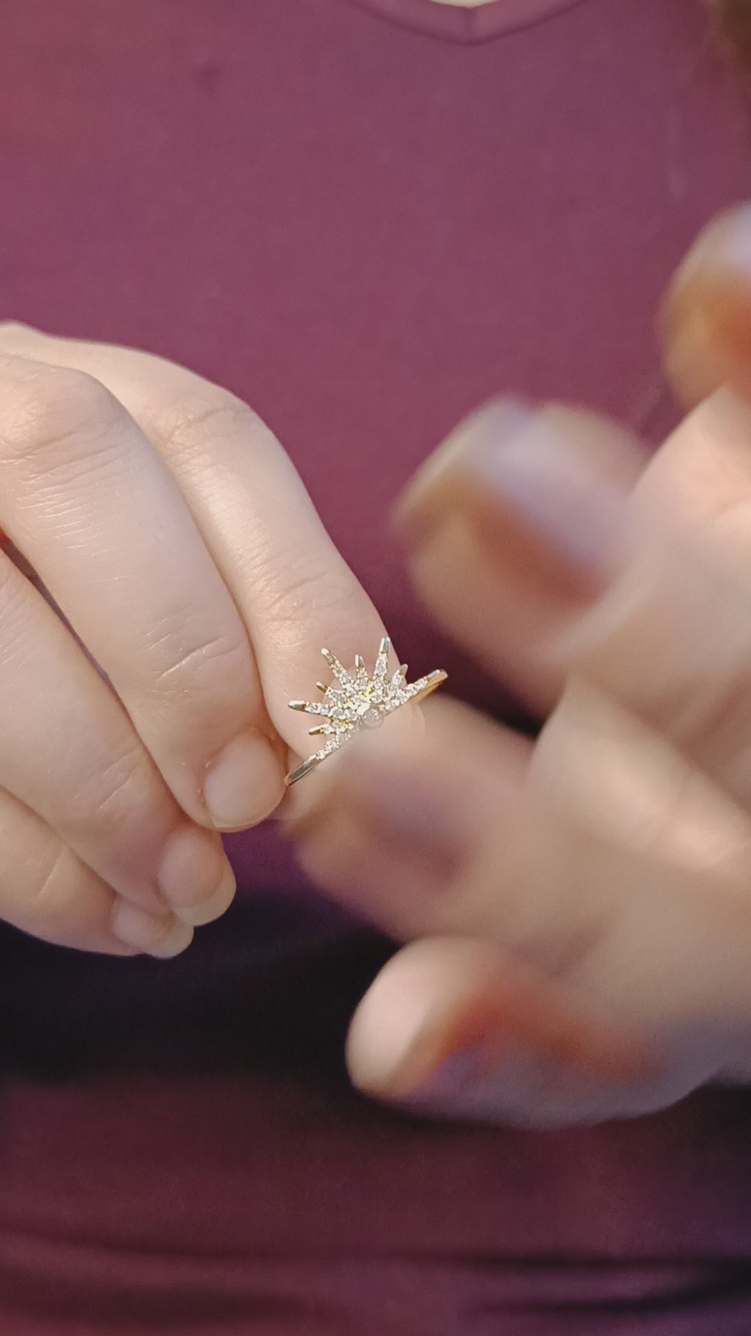 Starburst Ring in 18k Yellow Gold Pave Diamonds