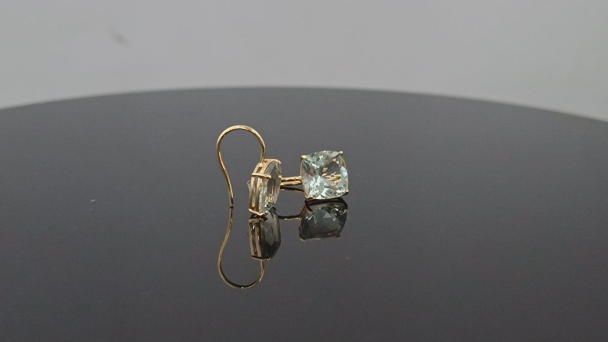 Green Amethyst Birthstone Ear Hook In 14K Yellow Gold
