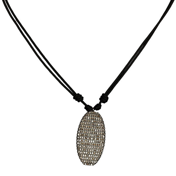 Charm Pave Diamond Macrame Necklace 925 Sterling Silver Handmade Jewelry
