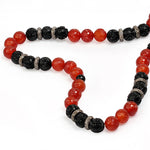 Natural Onyx Agate Pave Diamond Opera Necklace In Sterling Silver