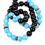 Beauutiful Turquoise Onyx Diamond Opera Necklace In 925 Sterling Silver