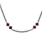 Chain Necklace Beaded Ruby Gemstone Oxidized Diamond 925 Sterling Silver Jewelry