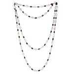Pearl Diamond Beads 18kt Solid Gold Long Chain Necklace Jewelry