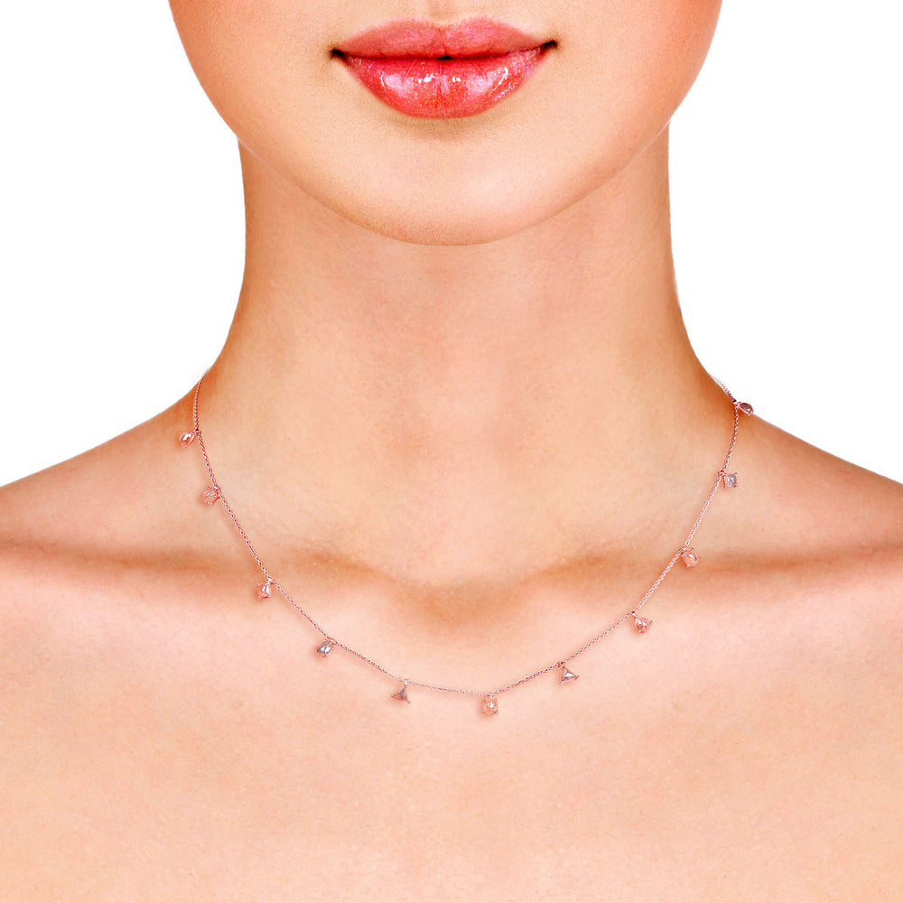 18k Rose Gold Diamond By The Yard Necklace For Her