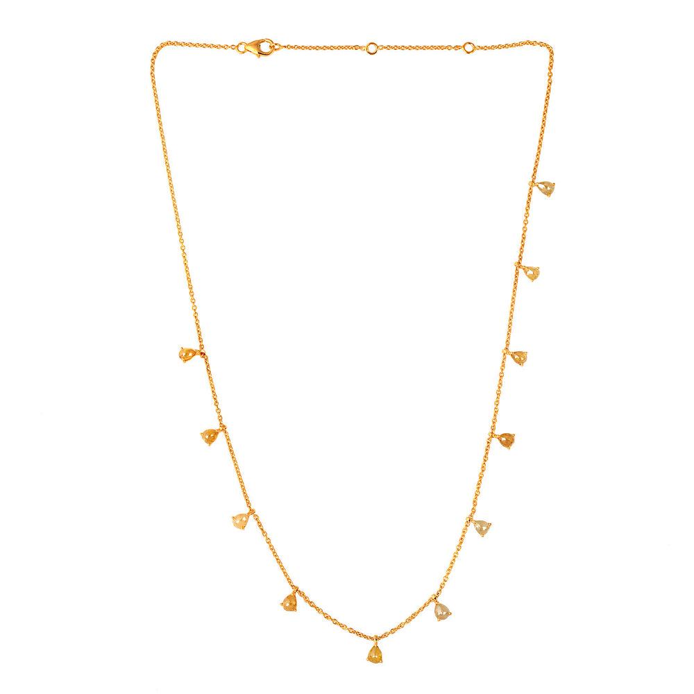 18k Yellow Gold Beautiful Diamond By The Yard Necklace For Her