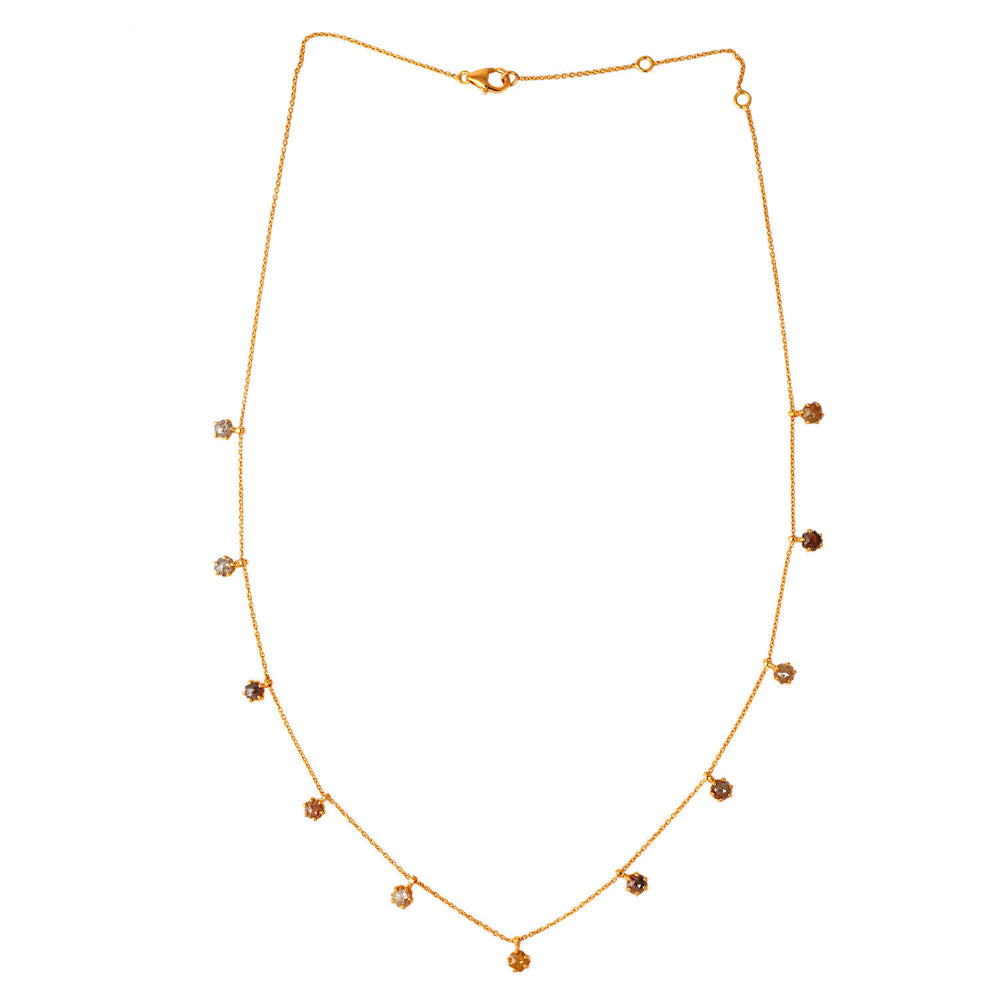 Natural Beautiful Diamond By The Yard 18k Solid Gold Necklace