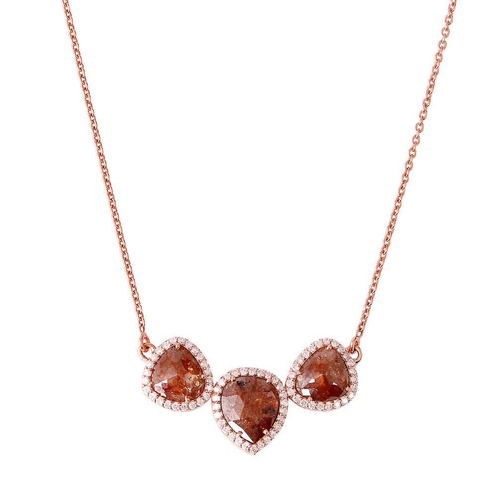 Natural Ice diamond Designer 18k Rose Gold Pendant Princess Necklace For Her