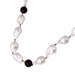Natural Pearl Chinese Onyx 925 Sterling Silver Rope Lariat Necklace For Gift