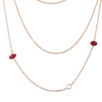18k Rose Gold Natural Ruby Beads Multi Layer Chain Necklace For Gift