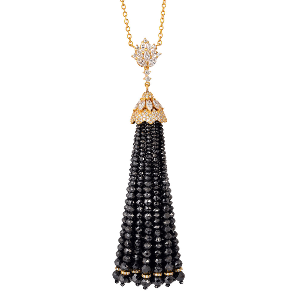 Diamond Beads Tassel 18k Gold Chain Opera Necklace For Gift